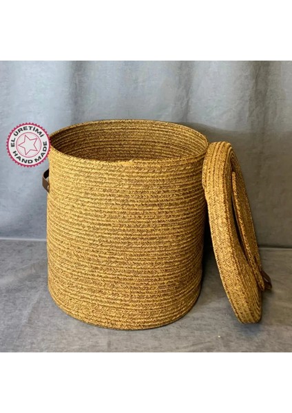 El Yapımı Doğal Bambu İp Çamaşır Sepeti / Çok Amaçlı Organizer Sepet