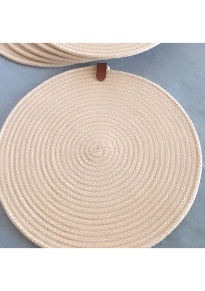 El Yapımı Doğal Bej Renk Pamuk Ip 6'lı Supla Takımı - 32 x 32 cm