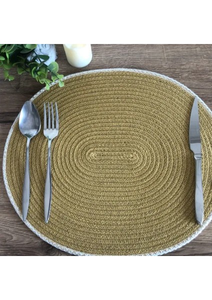 El Yapımı Hardal Renk Doğal Pamuk Ip 6'lı Supla Takımı - 33 x 40 cm modelleri