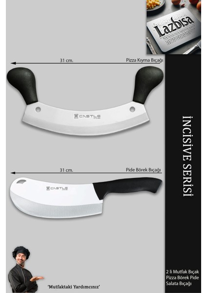 Incisive Serisi Mutfak Bıçak Seti Pide Börek Pizza Bıçağı Salata Kıyma Bıçağı 2 Li Set