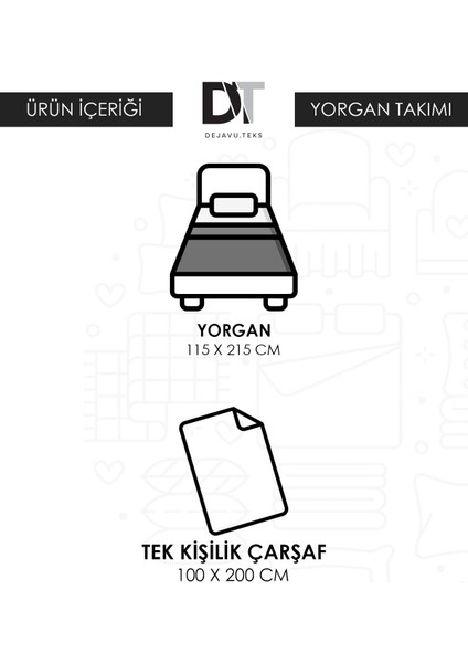 Tek Kişilik Welsoft Palm Gri/antrasit Desenli Yorgan Seti Battaniye - Yorgan ve Yastık Kılıfı