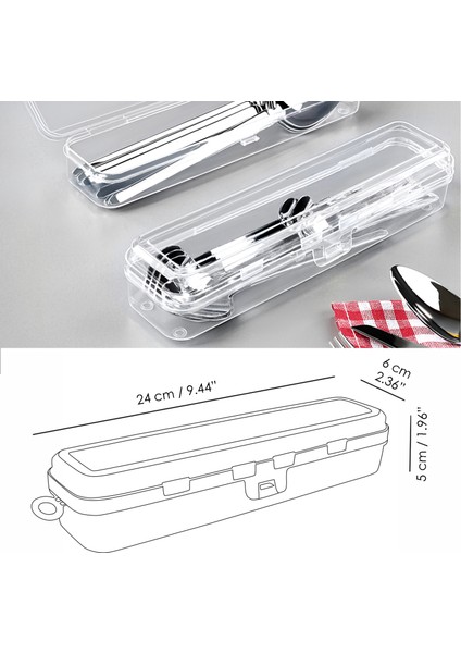 Plastik Çok Amaçlı Çatal Kaşık Bıçak Saklama ve Taşıma Kutusu 24x6x5 cm Şeffaf 5'li Set indirimleri