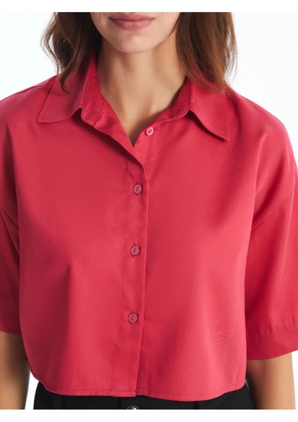 Pembe Poplin Crop Gömlek