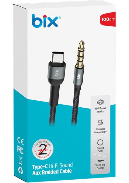 Type-C 3.5mm Aux Hi-Fi Ses Kablosu 1 Metre