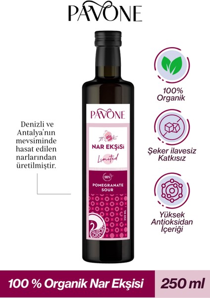Limited 100% Nar Ekşisi (250 Ml.) & Katkısız Balzamik Sirke (250 Ml.) & Zeytinyağı (500ML.) Set
