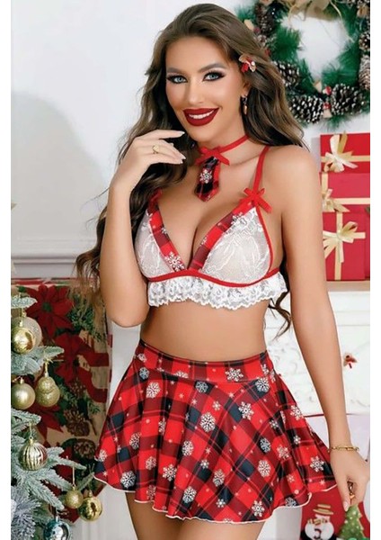 Nıght Lıght Kırmızı Nightlight New Year Sütyen Etek Takım