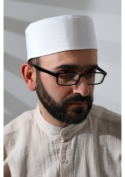 Osmanlı Arma Desenli Kalıp Kumaş Takke Beyaz indirimleri