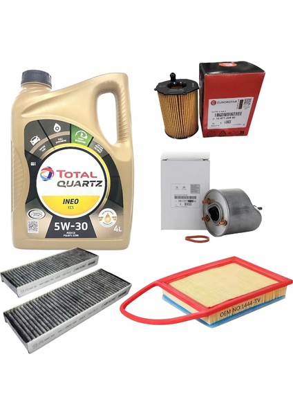 Peugeot 308 1.6 Hdi Euro5 Periyodik Yağ Bakım Filtre Seti 5’li