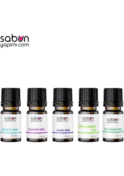 Aromatik Yağ Seti 5'li - Lavanta, Nane, Biberiye, Limon, Çay Ağacı