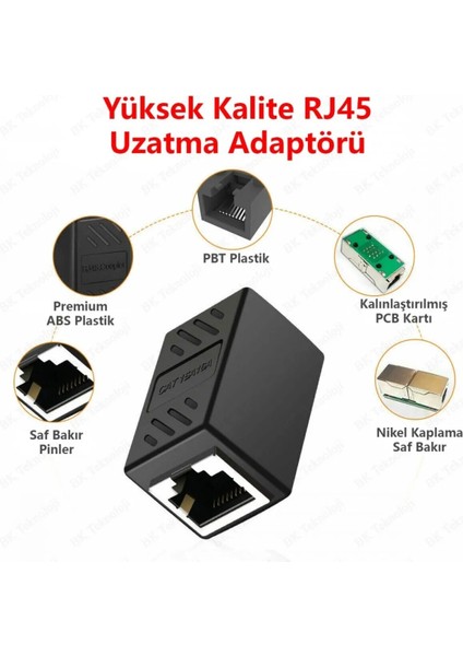 Gigabit Destekli RJ45 Dişi Dişi CAT5E/CAT6/7/8 Ethernet Lan Ağı Birleştirici Ara Aparatı Internet Kablosu Uzatıcısı