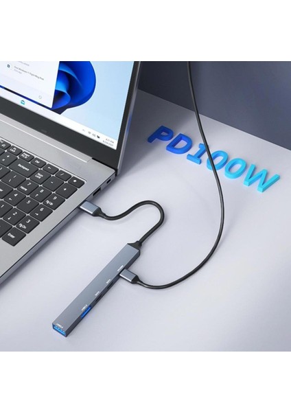 PD100W 5gbps 5in1 Extender Çevirici, Type-C ve USB Hub, Type-C ve USB Çıkışlı USB C Hub Adaptörü Macbook ile Uyumlu ZR869