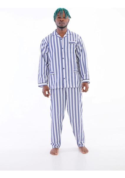 4007 Uzun Kol Çizgili Gaffur Erkek Pijama Takım