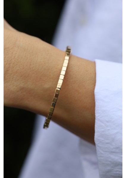 14 Ayar Altın Sarı Küp Dizisi Kelepçe fiyatları