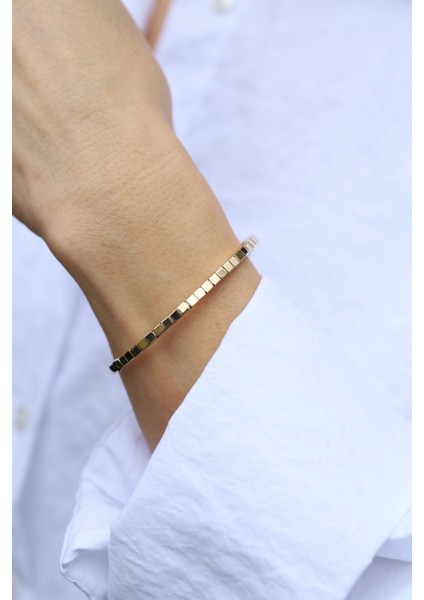 14 Ayar Altın Sarı Küp Dizisi Kelepçe fırsatları