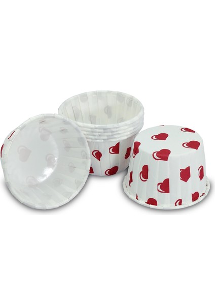 Kalp Puantiyeli Muffin Kek Kapsülü 50'li x 30 Paket (Koli)