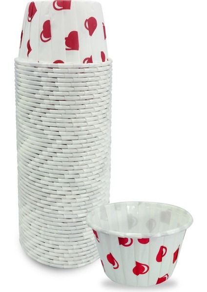 Kalp Puantiyeli Muffin Kek Kapsülü 50'li x 30 Paket (Koli)