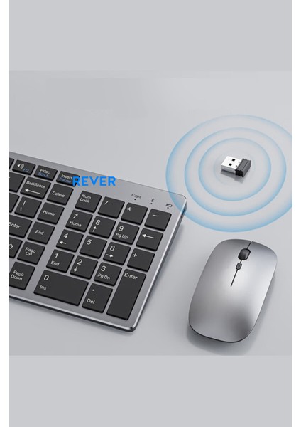 Şarj Edilebilir Kablosuz Klavye Mouse Set Bluetooth + USB Alıcı Bağlantı