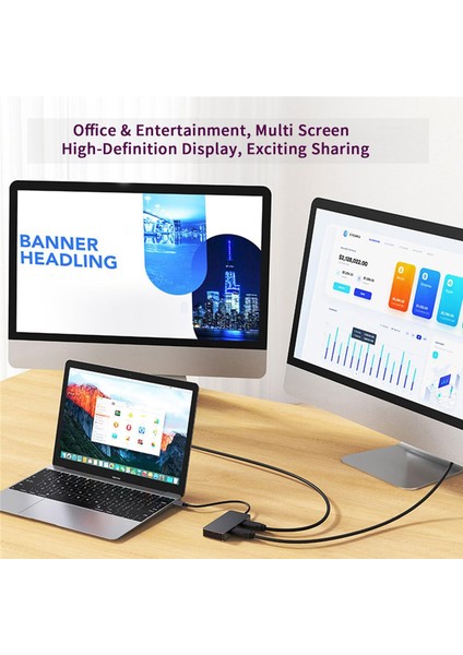 Çoklayıcı Adaptör 7IN1USB-C To USB 3.0 ve Usb/c 4 Ports Hub + Hdtv (4K/30Hz) + Pd Macbook Uyumlu Çevirici Adaptör Çok Portlu Çoklayıcı 7 In 1 USB Hub CK-510