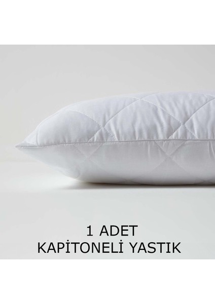 | Yumuşak Kapitone Yastık 800 Gram | Fermuarlı Yastık Kılıflı | 50 x 70 cm | 1 Adet Kabarık Yastık Sırt Veya Yan Uyuyanlar Için