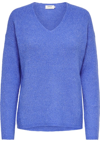 V Yaka Oversize Uzun Kollu Kadın Kazak - Günlük Kışlık Rahat fiyatları