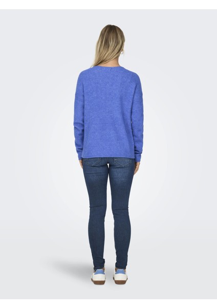 V Yaka Oversize Uzun Kollu Kadın Kazak - Günlük Kışlık Rahat fırsatları