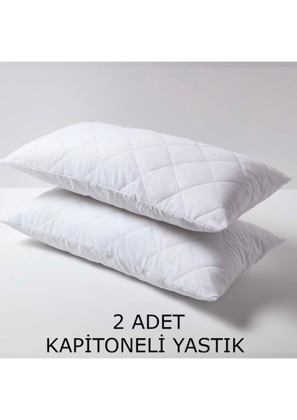 | Yumuşak Kapitone Yastık 800 Gram | Fermuarlı Yastık Kılıflı | 50 x 70 cm | 2 Adet Kabarık Yastık Sırt Veya Yan Uyuyanlar Için