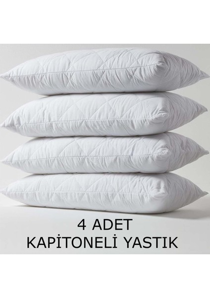 | Yumuşak Kapitone Yastık 800 Gram | Fermuarlı Yastık Kılıflı | 50 x 70 cm | 4 Adet Kabarık Yastık Sırt Veya Yan Uyuyanlar Için