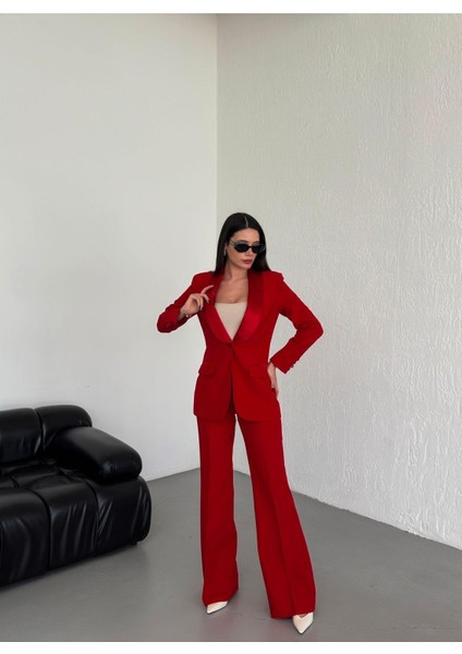 Saten Şal Yakalı Ikili Takım Blazer