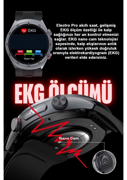 Electro Pro Hava Basınçlı Şeker Nfc Sesli Görüşme Ekg Türkçe Akıllı Saat