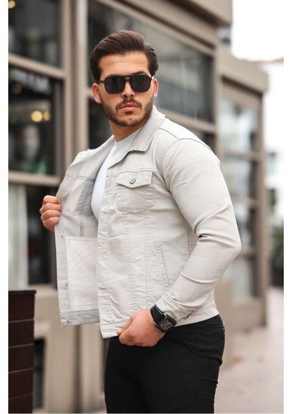 Erkek Ön Cep Detaylı Oversize Buz Mavi Kot Ceket fiyatları