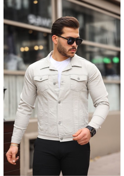 Erkek Ön Cep Detaylı Oversize Buz Mavi Kot Ceket modelleri