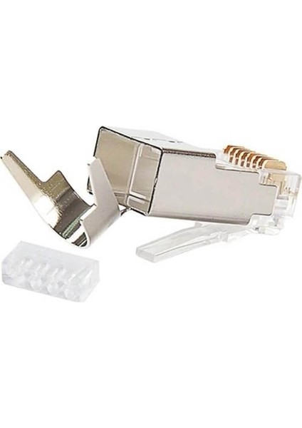 10 Adet - Cat7 Metal Konnektör RJ45 Cat7 Jack + Kablo Ayraç