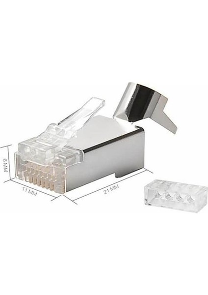 10 Adet - Cat7 Metal Konnektör RJ45 Cat7 Jack + Kablo Ayraç