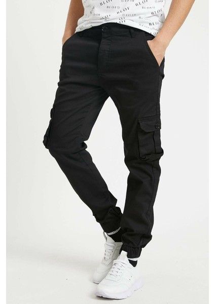 Slim Fit Körüklü Cep Paça Lastikli Esnek Kumaş Erkek Kargo Pantolon modelleri
