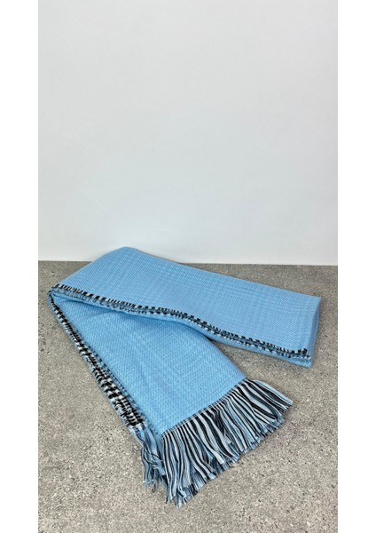 Çift Taraflı Ekoseli Yünlü Omuz Şalı - 70X190CM - Kışlık Şal
