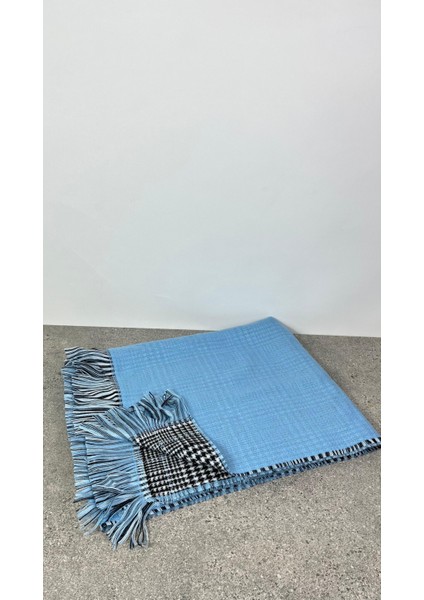 Çift Taraflı Ekoseli Yünlü Omuz Şalı - 70X190CM - Kışlık Şal