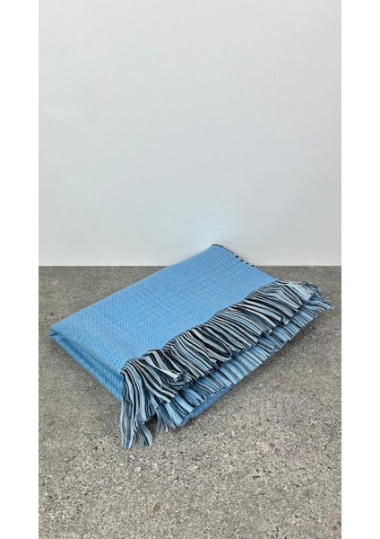 Çift Taraflı Ekoseli Yünlü Omuz Şalı - 70X190CM - Kışlık Şal
