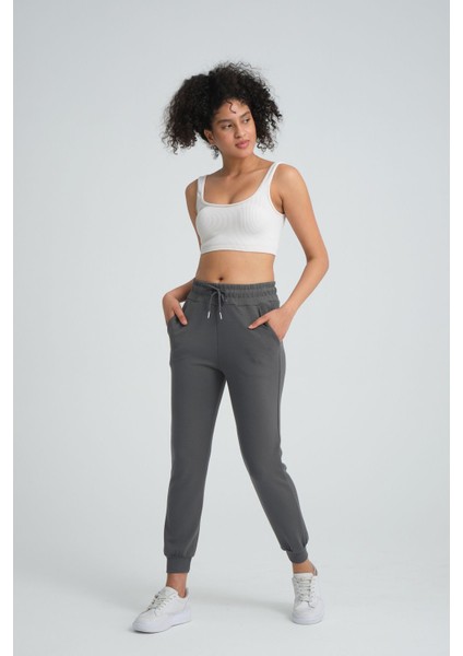 341 Dar Paça Cepli Yüksek Bel Jogger Modal Kadın Eşofman Altı