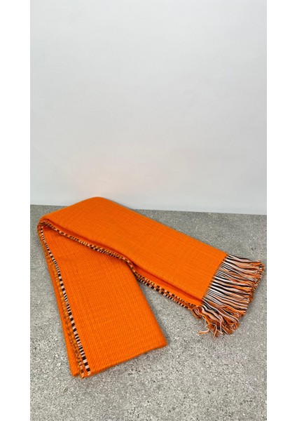 Çift Taraflı Ekoseli Yünlü Omuz Şalı - 70X190CM - Kışlık Şal