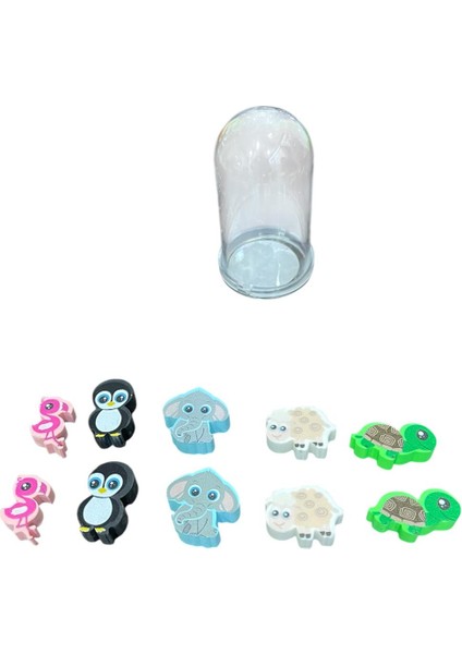 Fanuslu Mini Sevimli Hayvanlar Silgi Seti 12 'li ( 1 Paket ) fiyatları