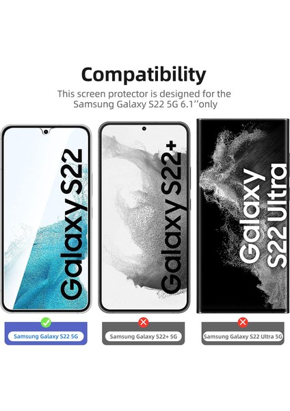 Samsung Galaxy S22 5G & S23 5G Temperli Cam Ekran Koruyucu 9h Ultra Koruma (3 Adet)