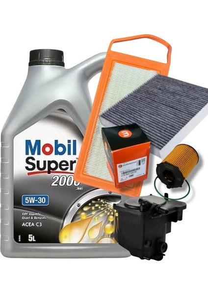 Peugeot 308 Euro 4 1.6 Periyodik Yağ Bakım Filtre Seti 5'li