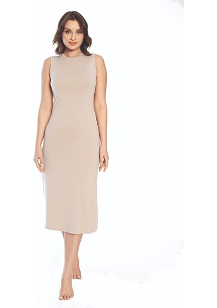 Imer 3164 Kalın Askı Uzun Viskon Elbise Kombinezon