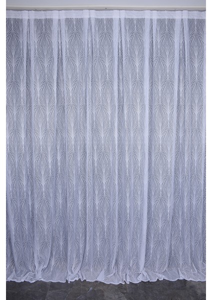 Kdk 2580 Desen Beyaz Renk Tek Kanat Hazır Dikilmiş Pileli Fon Perde 300*260 cm