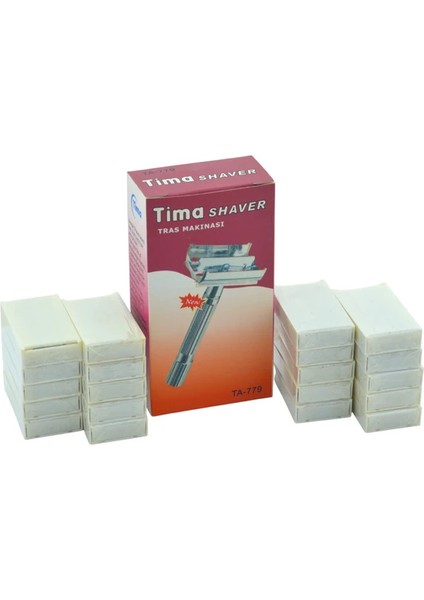 Tima TA-779 Üstten Açmalı Tıraş Makinesi+100 Adet (5x20) Tam Jilet