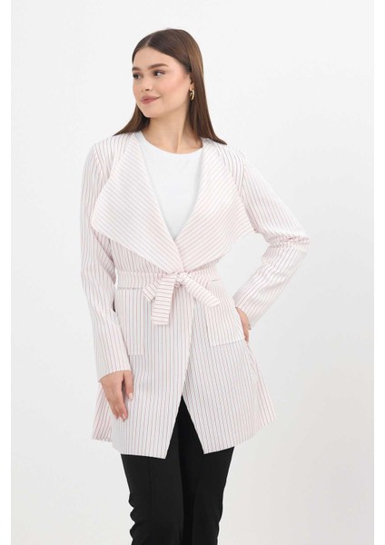 1059 Çizgili Cepli Uzun Hırka Kırmızı modelleri