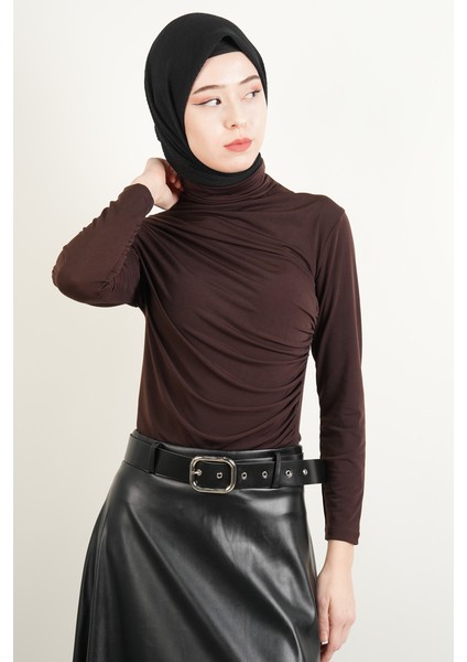 Bayan Kısa Bluz Sandy Bluz Kahverengi