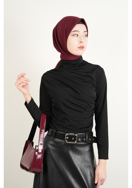 Bayan Kısa Bluz Sandy Bluz Siyah