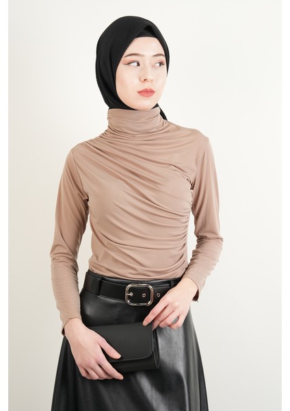 Bayan Kısa Bluz Sandy Bluz Bej