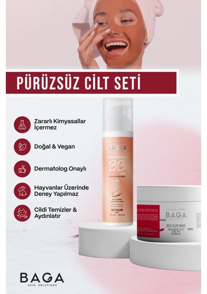 Kırmızı Kil Maske & Bb Krem Medium Ikili Set